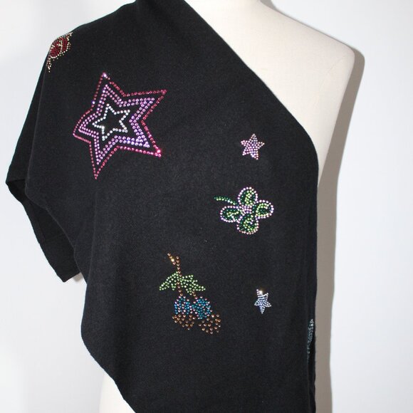 NWT Johnny Was Biya JWLA 3J Workshop Ladie Rhinestone Scarf Knit Wool Cashmere - Picture 3 of 8